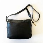Fossil Peyton Large Double Flap Crossbody Black Leather and Suede Bag Purse Key Photo 1