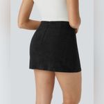 Halara  High Waisted Invisible Zipper 2-in-1 A Line Mini Corduroy Black Skirt Med Photo 1