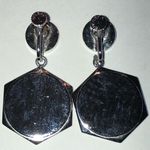 Sperry  Brand Vintage Silver Tone Hexagon Retro Boho Drop Earrings Photo 3