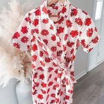 Free Assembly Floral Wrap Shirt Dress Womens XS White Red Photo 4