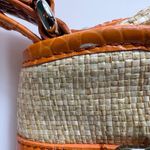 Cole Haan Amanda Straw Small Orange Leather Satchel Bag Purse NWT Y2K Photo 3