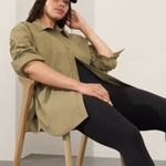 Athleta L Midday Relaxed Shirt Olive Branch Green Large Photo 0