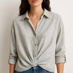 ZARA Women’s Striped Twist Front Button Down Blouse Top Size M NWT Photo 0