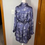 Fate Women's‎ Small Blue Safari Print Long Sleeve Shirt silky Dress with Belt Photo 2