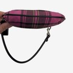 Coach Pink Plaid Tartan Wristlet Black Trim Fabric Zip Pouch Fob Leatherware Photo 10