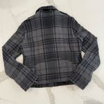 American Eagle Y2K Asymmetrical Plaid Moto Full Zip Jacket Women’s Large Gray Photo 6