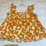 People Brand Floral Print Ruffle Strap Top S Orange Photo 0