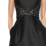 NWT Theia Black Taffeta Embroidered Mini Dress Sz. 6 Photo 0