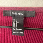 Forever 21  Burgundy Ribbed Peplum Tie Front Long Sleeve Top Size Small Photo 3