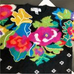Vintage 80s Vivian Wang Kitty Hawk Oversized Sweater Floral Pattern Mohair sz S Multiple Photo 2
