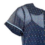 Modcloth  S Blue Polka Dot Short-Sleeve Sheer Dress attached‎ slip Photo 9