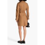 Vince . Linen-blend mini shirt dress in tobacco tan WOMENS XS Photo 5