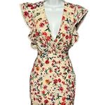 Lovers + Friends Ditsy Floral Tie Wrap Mini Dress Crochet Ruffled Lace V-Neck Photo 0