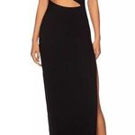 Susana Monaco One Shoulder Cutout Maxi Dress Women's Large Black Leg Slit NWT Photo 0