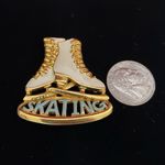 REN signed Vintage Skating Brooch Pin Gold Photo 4