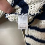 La Ligne Striped Pointelle Pullover Knit Sweater Blue/Cream Womens S Blue Photo 4