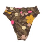 Aerie  Womens High Cut Cheeky Swim Bottoms Floral Print Ribbed Brown Pink XL Photo 1