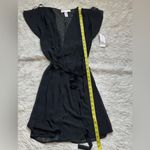 Oscar de la Renta  Black Women’s Pink Label Sheer Wrap Robe Ruffle Sleeve Size S Photo 7