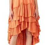 Halston Heritage  ORANGE TIERED HIGH LOW MIDI DRESS Photo 0