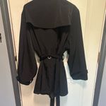 Gallery Woman  Black Trench Coat Size 22/24 Zip Button Belt Photo 2