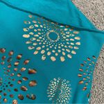 Y2K Halter Top Sz Medium Turquoise Metallic Printed Top Blue Photo 9