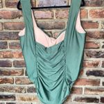 J.Crew New  Green Ruched Square Neck One-Piece Swim Bathing Suit Women's Size 24 Photo 4