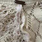 Free People  Patches of Lace Henley  Crochet Back Shirt Ivory Long Sleeve M Photo 4
