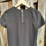 Madewell  Black Mini Dress Leather Pocket T-Shirt High-low Dress Exposed Zip XS Photo 4