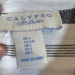 Calypso St. Barth  Grey White Linen Button Down Shirt Womens L Classic Beachy Top Photo 8