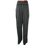 EXPRESS  Women's Black Striped Wide Leg High Rise Belted Paperbag Trouser Pants 8 Photo 2