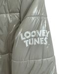 Members Only  Silver Hi-Shine Looney Tunes Print Lining Quilted Puffer Jacket Photo 5