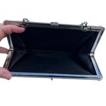 Vintage Evening Bag Clutch Purse Metallic Silver Chain Handle Photo 3