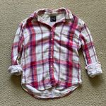 American Eagle  Boyfriend Fit Flannel Plaid Button Down Oversized Shirt XS VEUC Photo 0