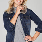 J.Jill Twilight Denim Jacket With Removable Faux-Fur Collar Size XL NWT Photo 0