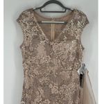Alex Evenings  Women's Long V Neck Fit and Flare Dress w/ Shawl Rose Gold Size 12 Photo 5