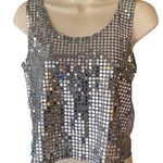 NWOT ~ Metallic Silver Mirrored Cropped Tank Top ~ Women's Size "One Size" Photo 0