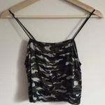 Topshop Green Grey Camouflage Spaghetti Strap Satin Camisole Tank Top Photo 1