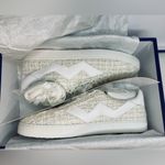 Stuart Weitzman  NWT‎ Daryl Cream White Tweed Leather Sneakers with Ribbon Laces Photo 12
