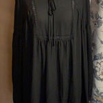 Max Studio  Sheer Black Long Sleeve Tunic Top Size Medium Photo 0
