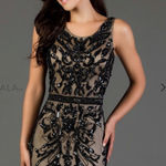 Scala - Beaded Black Sheath Dress Formal Corset Wedding Guest Size 10 GUC 0424ā Photo 0