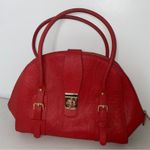 Stauer Red Gold Wheel Turnlock Zipper Handbag Satchel Purse Top Handle Bag Photo 0