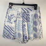 En Creme Pleated Lined Side Zip Short Size Medium Blue Photo 0