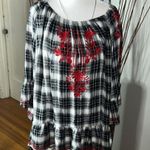 Fever Black and White Ruffled 3/4 Sleeve Blouse Size XL Photo 0