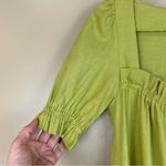 Ellison  Green Linen Blend Puff Sleeve Button Front Dress Small Photo 2