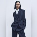 ZARA  Bloggers Fav Navy Blue Tailored Double Breasted Lapel Collar Blazer Zs S Photo 4