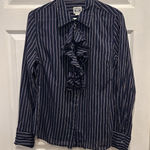 Converse  ONE STAR Womens Navy Maroon Striped Ruffle‎ Front Shirt NWT Academia Photo 0