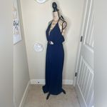 Tyche NTM:  Navy Halter Cutout Wide-Leg Jumpsuit Flowy Boho Wear One-Piece Size L Photo 7
