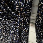 CHAPS Blue Black Brown Tan Abstract Print Faux Wrap Dress Size Large Photo 4