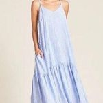 Trovata Birds of Paradis Ari Midi Dress Regatta Striped Blue White Linen Size XS Photo 0
