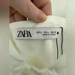 ZARA  Poplin White Pleated Midi Dress Size L **Flaw see description Photo 4